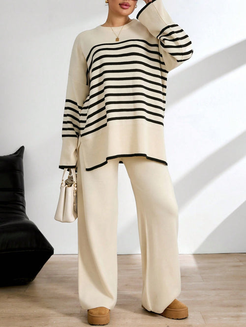 Oversize Çizgili İkili Takım