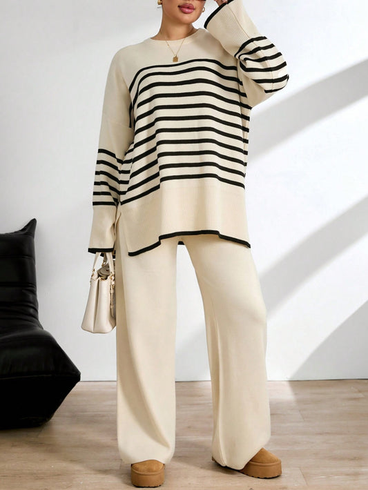 Oversize Çizgili İkili Takım