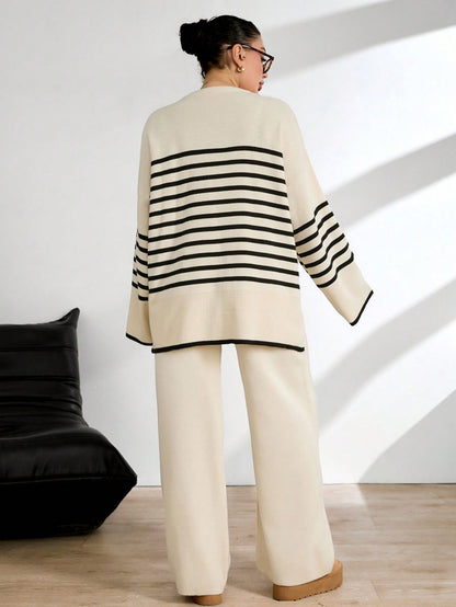 Oversize Çizgili İkili Takım